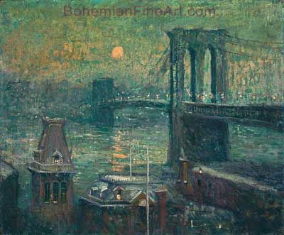 Ernest Lawson, Brooklyn Bridge Fine Art Reproduction Oil Painting