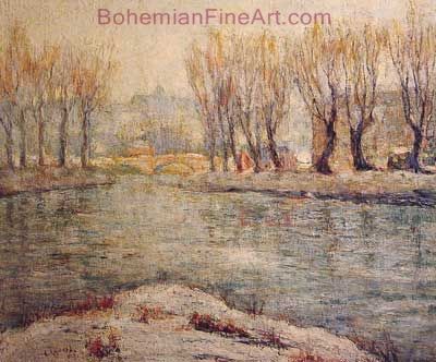 Ernest Lawson, End of Winter - The Boathouse on the Harlem River Fine Art Reproduction Oil Painting