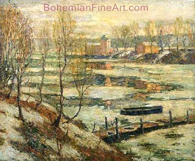 Ernest Lawson, Ice in the River Fine Art Reproduction Oil Painting