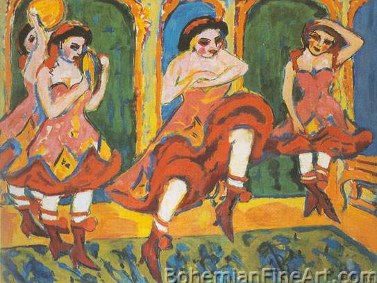 Ernst Ludwig Kirchner, Czardas Dancers Fine Art Reproduction Oil Painting