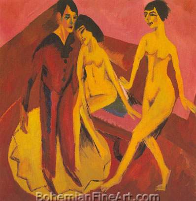 Ernst Ludwig Kirchner, Dancing School Fine Art Reproduction Oil Painting