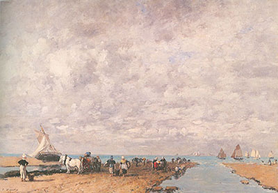 Eugene Boudin, Trouville+ Low Tide Fine Art Reproduction Oil Painting