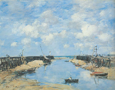 Eugene Boudin, Trouville+ the Jetties at Low Tide Fine Art Reproduction Oil Painting
