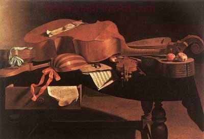 Evaristo Baschenis, Musical Instruments Fine Art Reproduction Oil Painting