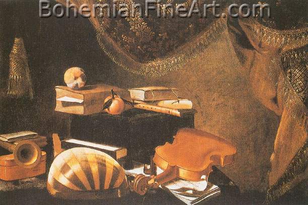 Evaristo Baschenis, Still Life with Musical Instruments Fine Art Reproduction Oil Painting