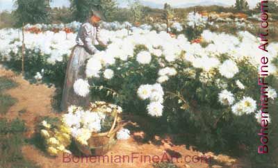 Fannie Duvall, Chrysanthemum Garden in Southern California Fine Art Reproduction Oil Painting