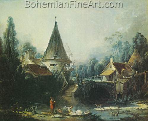 Francois Boucher, Landscape near Beauvais Fine Art Reproduction Oil Painting