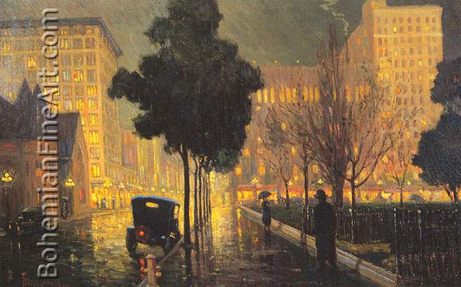 Frank Coburn, Rainy Night Fine Art Reproduction Oil Painting