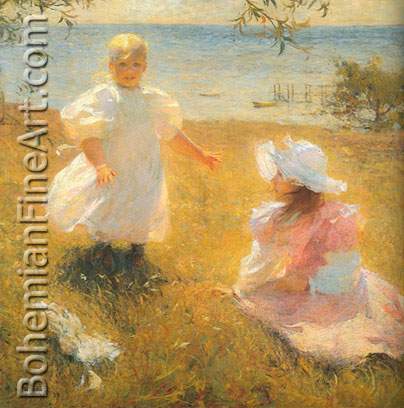 Frank W. Benson, The Sisters Fine Art Reproduction Oil Painting