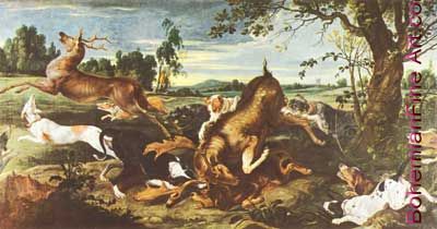 Frans Snyders, Hirschjagd Fine Art Reproduction Oil Painting