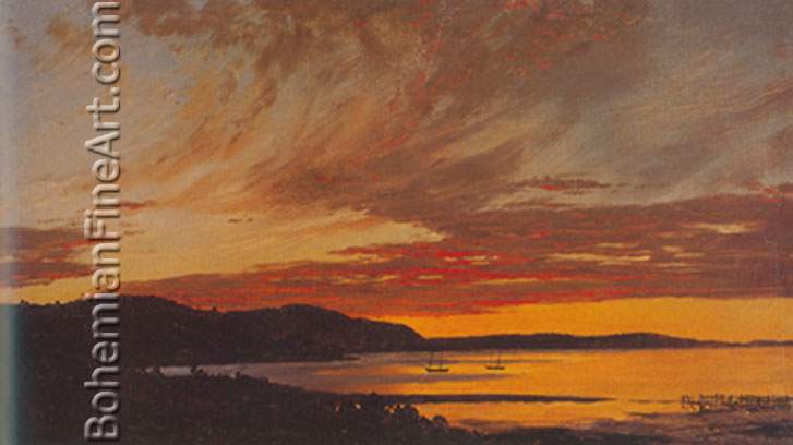 Frederic Edwin Church, Sunset+ Bar Harbour Fine Art Reproduction Oil Painting