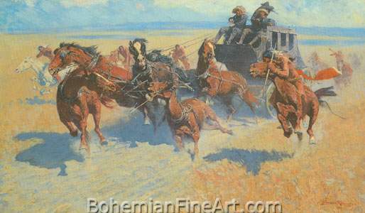 Frederic Remington, Downing the Nigh Leader Fine Art Reproduction Oil Painting