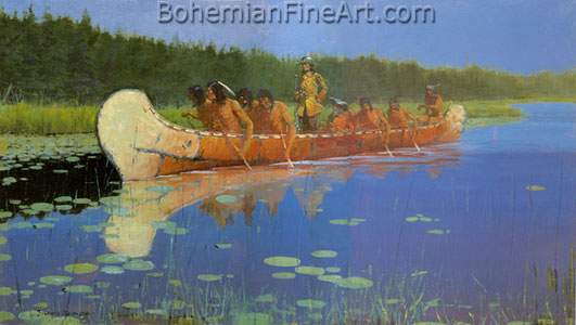 Frederic Remington, Radisson and Groseilliers Fine Art Reproduction Oil Painting