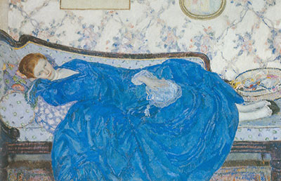 Frederick Frieseke, The Blue Gown Fine Art Reproduction Oil Painting