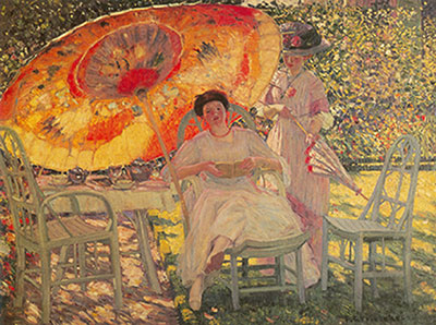 Frederick Frieseke, The Garden Parasol Fine Art Reproduction Oil Painting