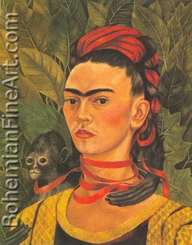 Frida Kahlo, Self-Portrait with Monkey Fine Art Reproduction Oil Painting