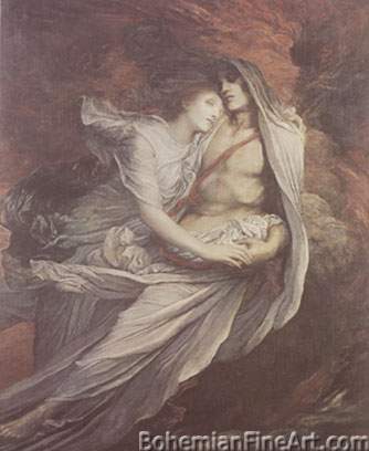 George Frederick Watts, Paolo and Francesca Fine Art Reproduction Oil Painting