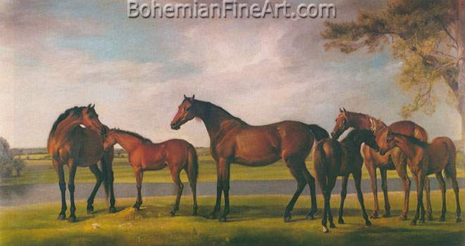 George Stubbs, Mares and Foals Disturbed Fine Art Reproduction Oil Painting