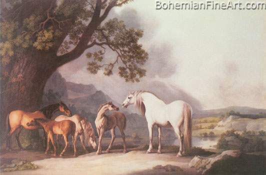 George Stubbs, Mares and Foals in a Mountainous Landscape Fine Art Reproduction Oil Painting