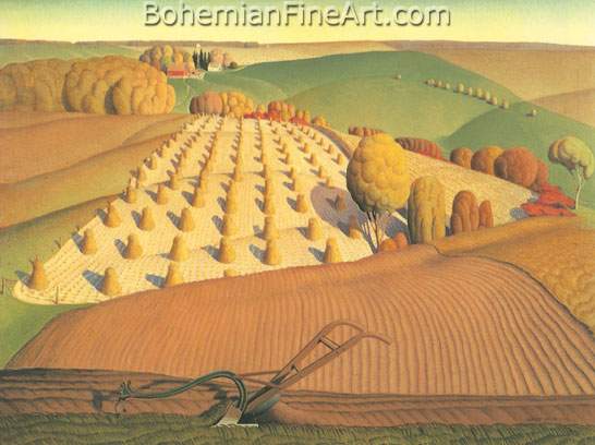 Grant Wood, Fall Plowing Fine Art Reproduction Oil Painting