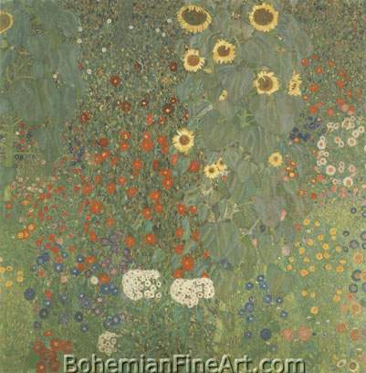 Gustave Klimt, Farm Garden with Sunflowers Fine Art Reproduction Oil Painting