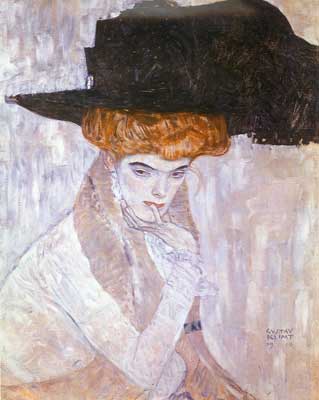 Gustave Klimt, Lady with a Hat and Feather Boa Fine Art Reproduction Oil Painting