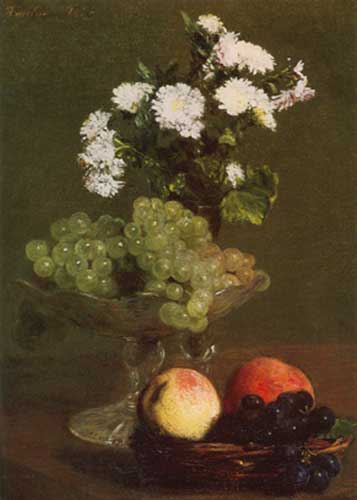 Henri Fantin-Latour, Chrysanthemums and Grapes Fine Art Reproduction Oil Painting