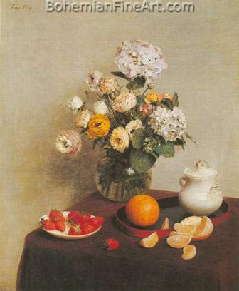 Henri Fantin-Latour, Hydrangeas and Ranunculus Fine Art Reproduction Oil Painting