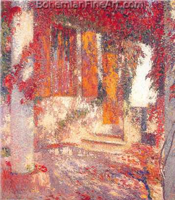 Henri Martin, Under the Pergola Fine Art Reproduction Oil Painting