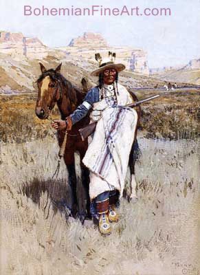 Henry Farny, Indian Scout Fine Art Reproduction Oil Painting