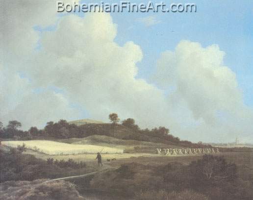 Jacob Van Ruisdael, View of Grainfields with a Distant Town Fine Art Reproduction Oil Painting