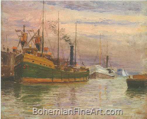 James Needham, Steamer at Dock Fine Art Reproduction Oil Painting