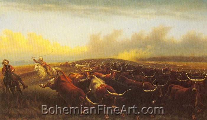 James Walker, Cattle Drive No.1 Fine Art Reproduction Oil Painting
