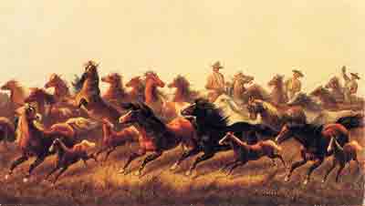 James Walker, Roping Wild Horses Fine Art Reproduction Oil Painting