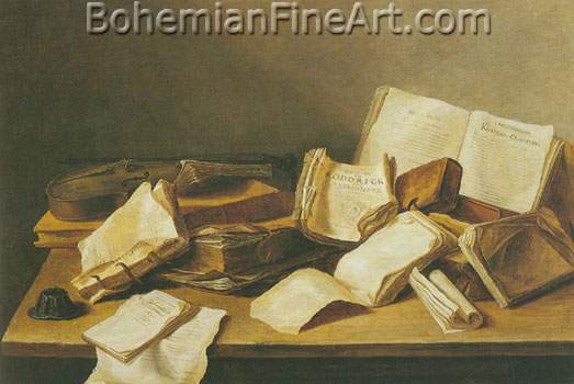 Jan Davisz de Heem, Still Life of Books Fine Art Reproduction Oil Painting