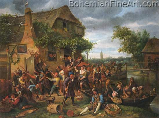 Jan Steen, A Village Revel Fine Art Reproduction Oil Painting