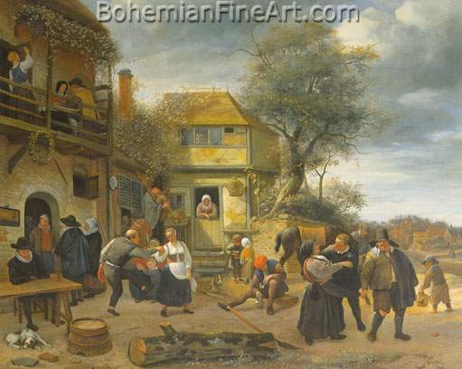 Jan Steen, Peasants before an Inn Fine Art Reproduction Oil Painting