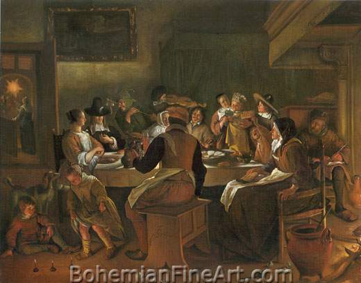 Jan Steen, Twelfth Night Fine Art Reproduction Oil Painting