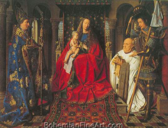Jan Van Eyck, Madonna with Canon van der Paele Fine Art Reproduction Oil Painting