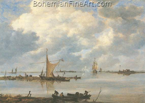 Jan Van Goyen, An Estuary with Fishing Boats Fine Art Reproduction Oil Painting