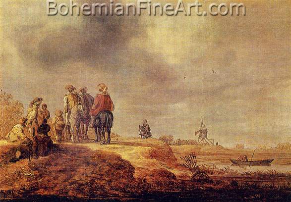 Jan Van Goyen, Landscape with Three Travellers on Horseback Fine Art Reproduction Oil Painting