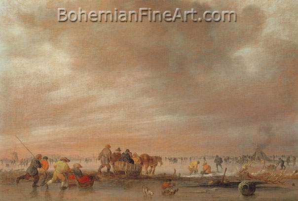 Jan Van Goyen, Winter Landscape with Horse-Drawn Sledge Fine Art Reproduction Oil Painting