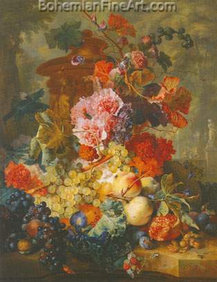 Jan van Huysum, Flower and Fruit Piece Fine Art Reproduction Oil Painting