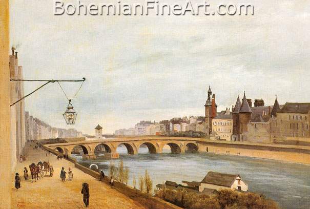 Jean-Baptiste-Camille Corot, The Pont-au-Change and the Palais de Justice Fine Art Reproduction Oil Painting