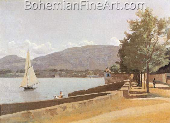 Jean-Baptiste-Camille Corot, The Quai des Paquis in Geneva Fine Art Reproduction Oil Painting