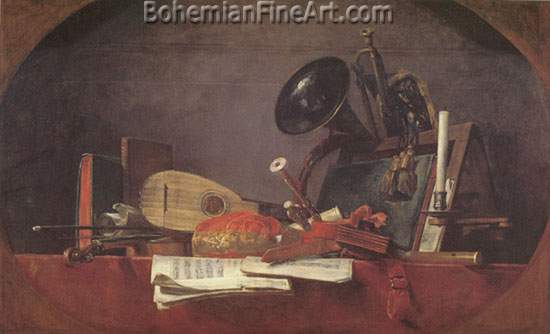 Jean-Baptiste-Simeon Chardin, The Attributes of Music Fine Art Reproduction Oil Painting
