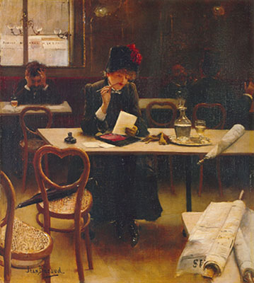 Jean Beraud, Woman in a Caf? Fine Art Reproduction Oil Painting