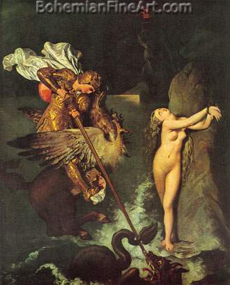 Jean-Dominique Ingres, Roger and Angelica Fine Art Reproduction Oil Painting