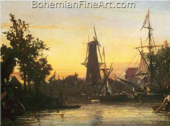 Johann Barthold Jongkind, Harbour at Rotterdam Fine Art Reproduction Oil Painting
