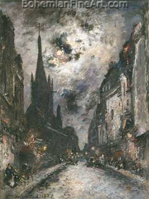 Johann Barthold Jongkind, Rue Saint Severin by Moonlight Fine Art Reproduction Oil Painting